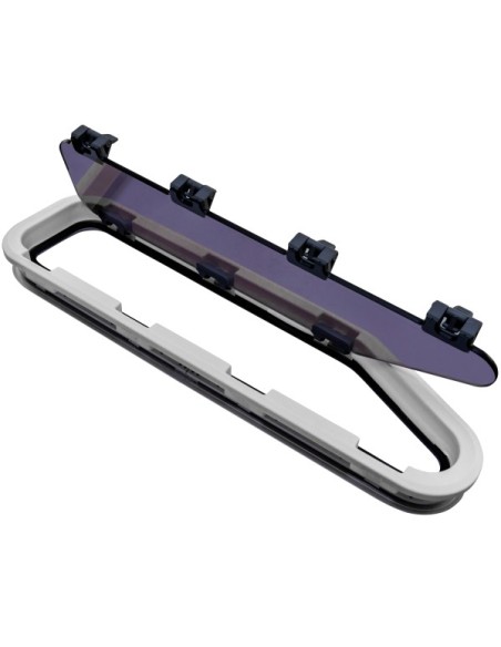 Bootsfenster Lewmar ST46 Silber 195x708mm Links Rahmen Weiß