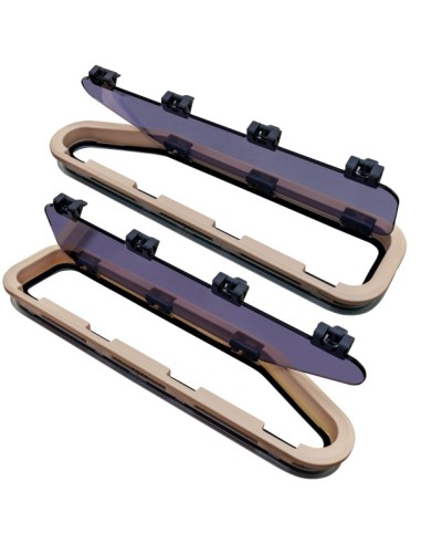 Lewmar Fenster-Set ST4R & ST4L – Öffnend – Creme-Innenrahmen – 195×708 mm – Top!