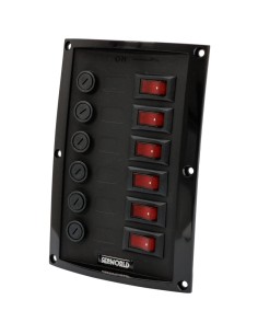 Elektrisches Schaltpanel 6-fach horizontal max. 37A – Nylon, Schwarz