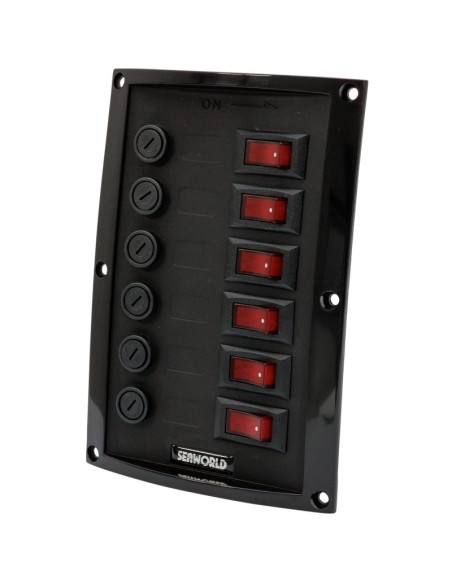 Elektrisches Schaltpanel 6-fach horizontal max. 37A – Nylon, Schwarz