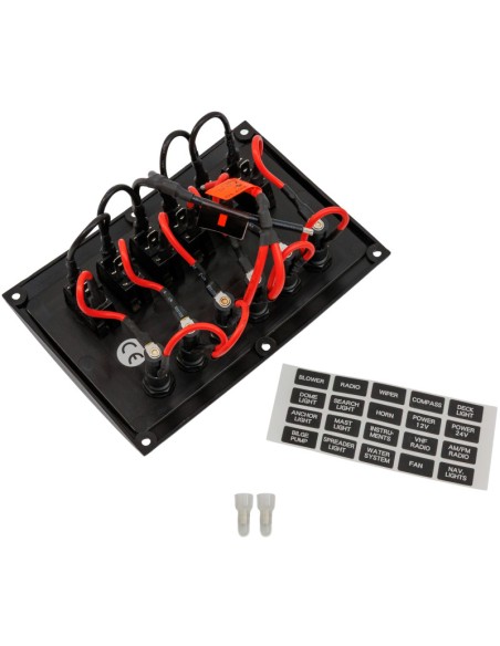 Elektrisches Schaltpanel 6-fach horizontal max. 37A – Nylon, Schwarz