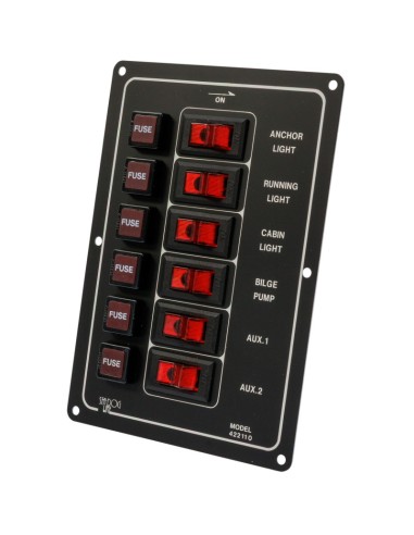 Elektrisches Schaltpanel 6-fach horizontal max. 37A – Automat, Schwarz