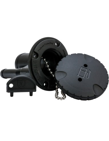 Tankeinfüllstutzen gerade 38 mm mit Entlüftung 16 mm – Kunststoff schwarz