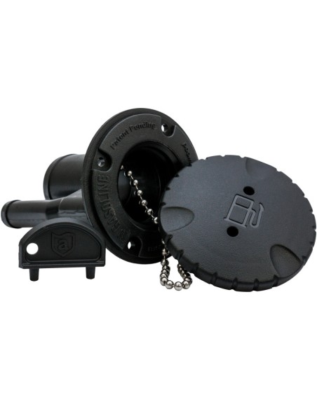 Tankeinfüllstutzen gerade 38 mm mit Entlüftung 16 mm – Kunststoff schwarz
