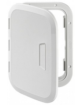 Weiße quadratische Kunststoffabdeckung mit Schloss 375x375 mm – Staufachdeckel & Inspektionsklappe