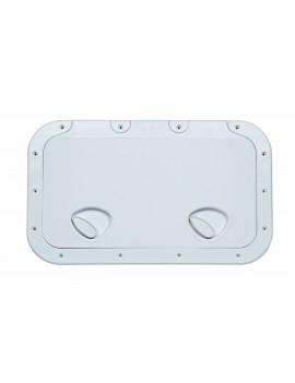 UV-beständige cremefarbene Kunststoffabdeckung mit abnehmbarer Klappe 355x600 mm