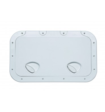 UV-beständige cremefarbene Kunststoffabdeckung mit abnehmbarer Klappe 355x600 mm