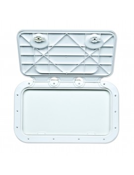 UV-beständige cremefarbene Kunststoffabdeckung mit abnehmbarer Klappe 355x600 mm 2